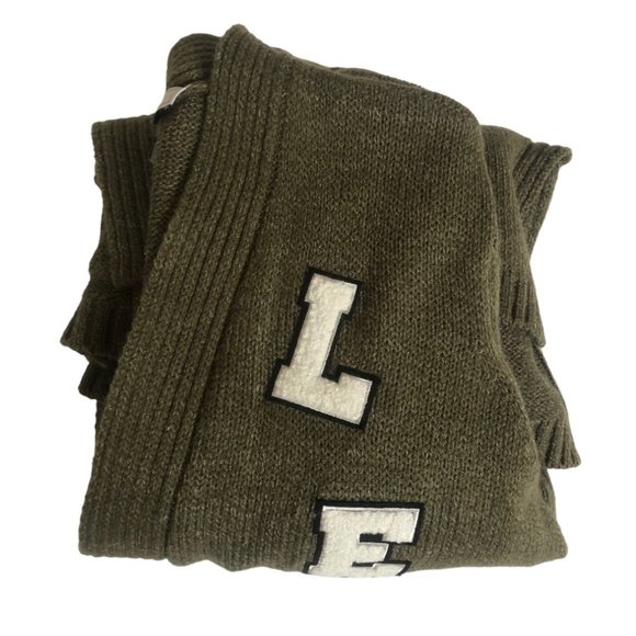 Libby Edelman Cardigan Green Open Front Pockets Applique Knit Sweater SMALL - Picture 9 of 11